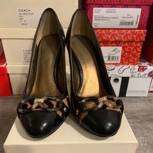 Coach Calf Hair Cheetah & Black Leather heel 8.5